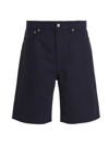 Kenzo Cotton Bermuda Shorts With Embroidered Flower Detail In Blue