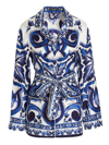 Dolce & Gabbana Pottery Printed Twill Pajamas Shirt In Blue