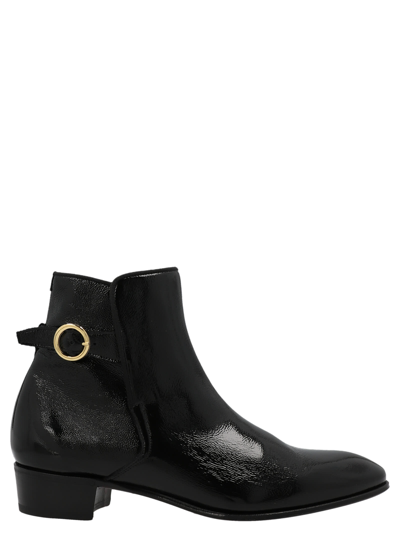 Lidfort Patent Ankle Boots In Black