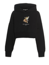 Stella Mccartney Cropped Tiger Graphic Hooded Sweatshirt In Black