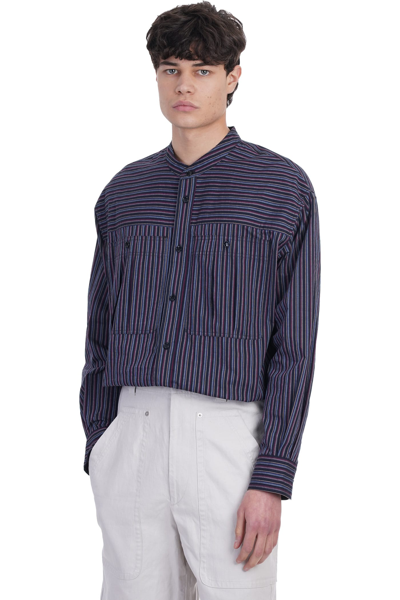 Isabel Marant Taylori Grandad-collar Striped Cotton-poplin Shirt In Black
