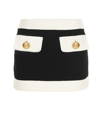 Dsquared2 Black And White Cotton Blend Tweed Mini Skirt In White/black
