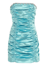 Area Crystal Embellished Ruched Mini Dress In Light Blue