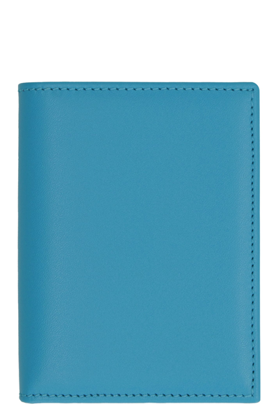 Comme Des Garçons Classic Leather Card Holder In Blue
