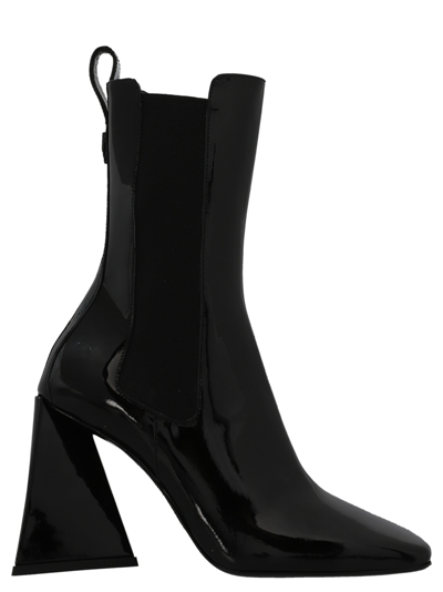 Attico Devon Patent Leather Chelsea Boots In Black