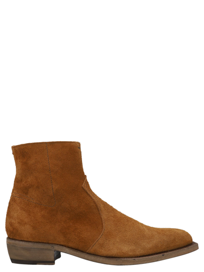 Lidfort Suede Texan Ankle Boots In Brown