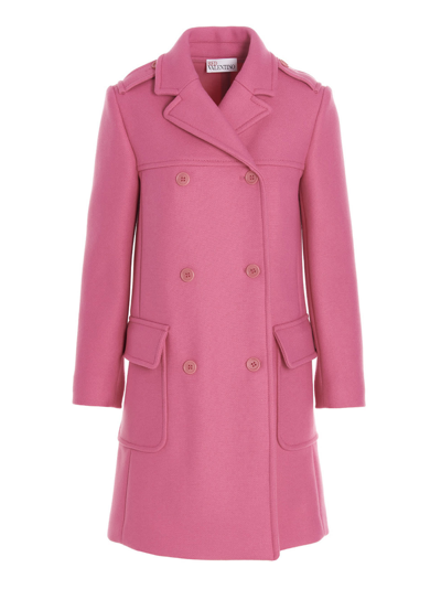 Red Valentino Cashmere Wool Coat In Pink