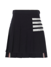Thom Browne 4-bar Pleated Skirt In Blue