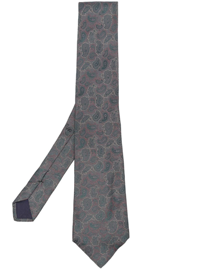 Pre-owned Versace 1970s Paisley-print Silk Tie In Blue