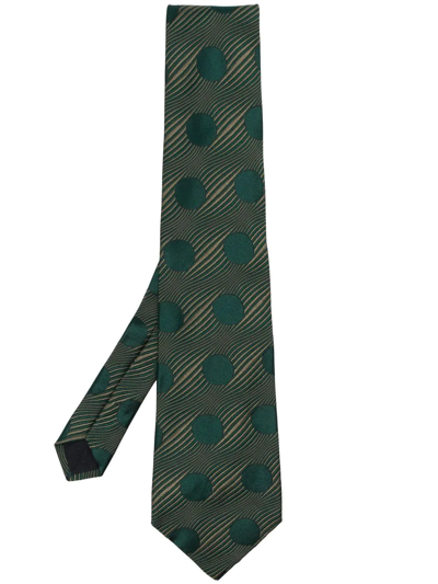 Pre-owned Versace 2000s Geometric-print Silk Tie In Green