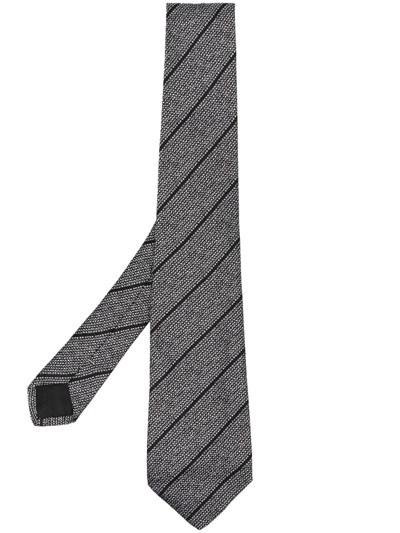 Pre-owned Versace 1970s Diagonal-stripe Silk Tie In Black