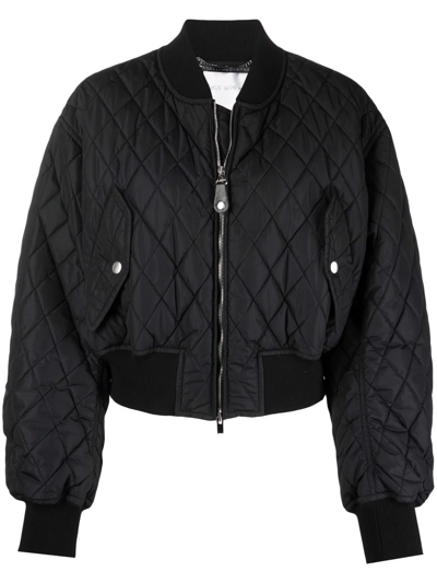 Stella Mccartney Quilted Recycled Polyester Bomber Jacket In Black