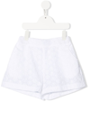Philipp Plein Junior Monogram-detail Elasticated Shorts In White