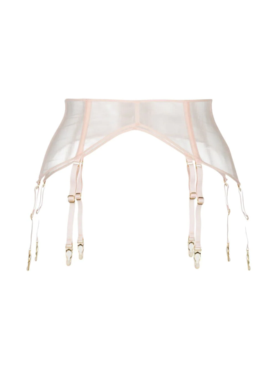 Maison Close Sheer Garter Belt In Pink