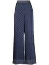 Polo Ralph Lauren Blue Handkerchief Print Silk Wide Leg Trousers