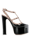 Valentino Rockstud Platform Pump In Patent Leather In Black
