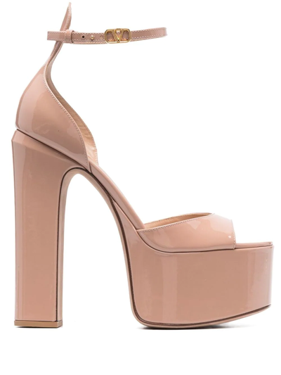 Valentino Garavani Tan-go Patent Leather Sandals In Rose Cannelle