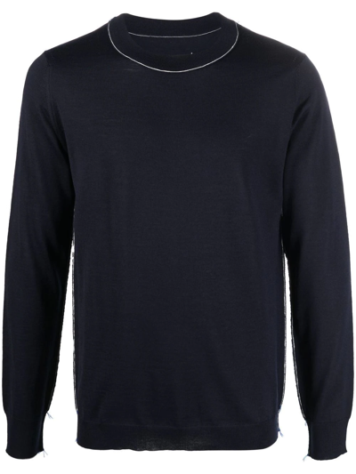 Maison Margiela Four-stitch Crew Neck Jumper In Azul