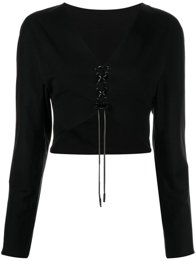 Rta Black Josefa Cropped Cotton Top