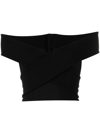 Rta Black Guadalupe Corset Cotton Crop Top