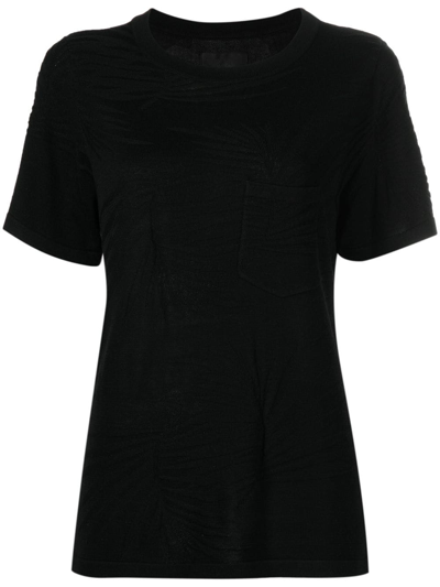 Rta ‘flavia' Pocket Detail Leaf Motif T-shirt In Black