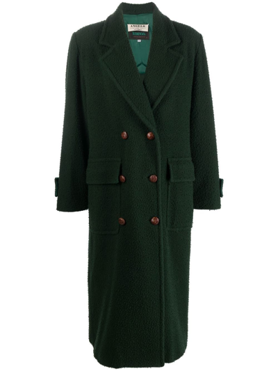 Pre-owned A.n.g.e.l.o. Vintage Cult 1990s Double-breasted Below-knee Coat In Green