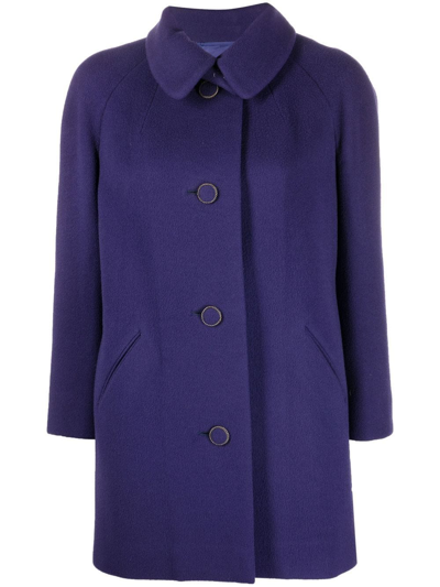 Pre-owned A.n.g.e.l.o. Vintage Cult 1960s Peter Pan Collar Buttoned Coat In Purple