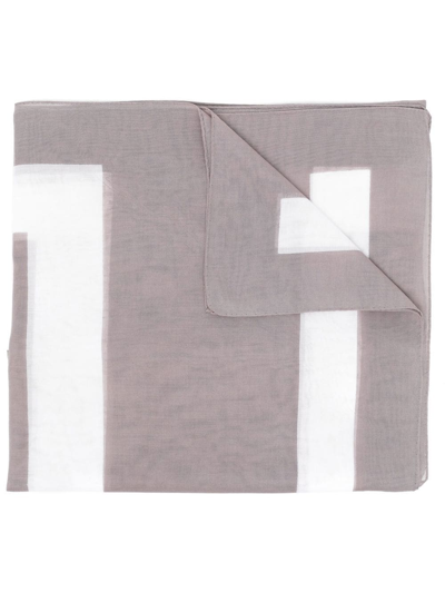 Pre-owned Chanel 2000s Logo Print Striped Scarf In Grey