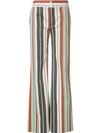 Chloé Striped Cotton-blend Twill Wide-leg Trousers In Green