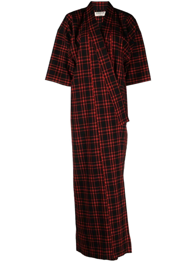 Pre-owned A.n.g.e.l.o. Vintage Cult 1990s Check-pattern Long Kimono In Black
