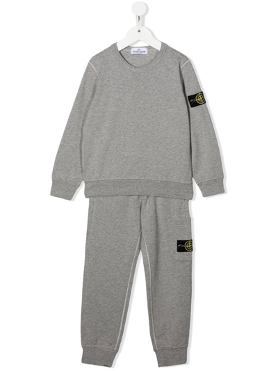 Stone Island Junior Kids' Logo-patch Cotton Tracksuit In Grey
