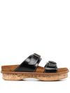 Chloé Marah Topstitched Leather Sandals In Black