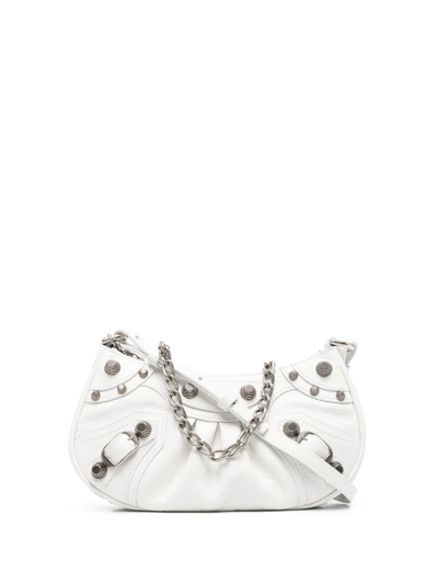 Balenciaga Mini Le Cagole Embossed Shoulder Bag In White