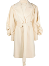 DEL CORE RUFFLE-SLEEVE BELTED TRENCH COAT