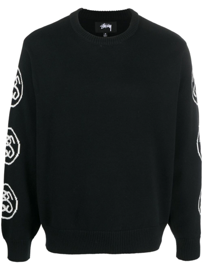 Stussy Ss-link Logo Cotton Sweater In Black