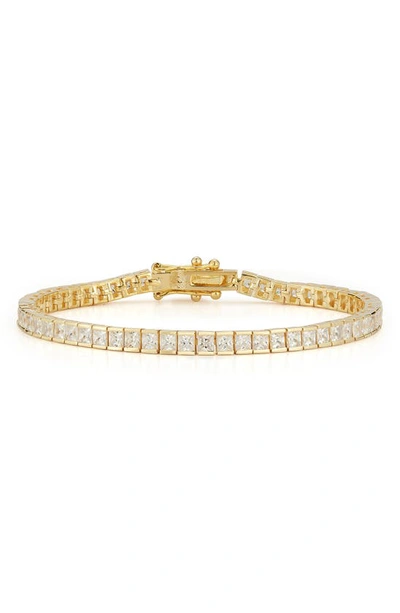Chloe & Madison Plated Sterling Silver & Cz Tennis Bracelet In Yellow Gold