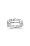 Chloe & Madison Chloe And Madison Plated Sterling Silver & Cz Double Band Ring