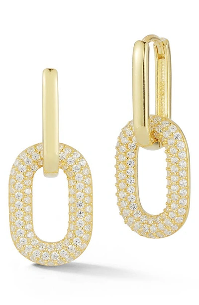 Chloe & Madison Plated Sterling Silver & Cz Link Dangle Earrings In Yellow Gold