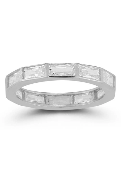 Chloe & Madison Plated Sterling Silver Cz Baguette Ring