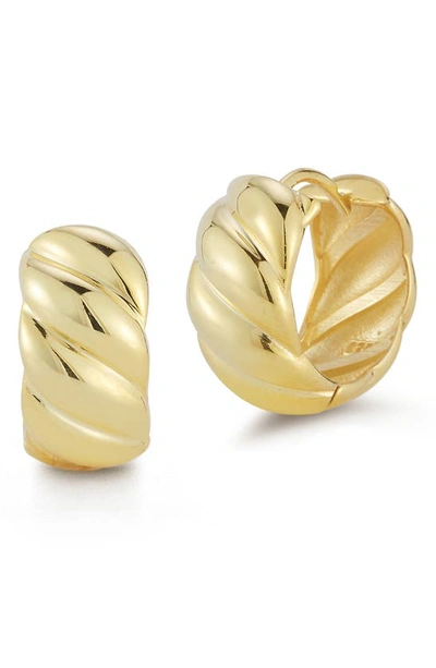 Chloe & Madison Plated Sterling Silver Rope Texture Huggie Hoop Earrings In Yellow Gold