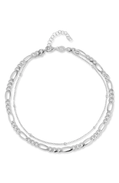 Chloe & Madison Plated Sterling Silver Double Chain Anklet