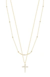 Chloe & Madison Chloe And Madison Plated Sterling Silver & Cz Layered Cross Necklace In Yellow Gold