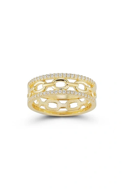 Chloe & Madison Plated Sterling Silver & Cz Band Ring In Yellow Gold