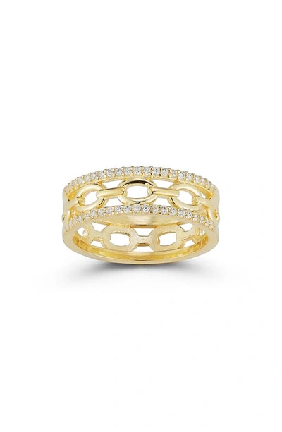 Chloe & Madison Chloe And Madison Plated Sterling Silver & Cz Band Ring In Yellow Gold