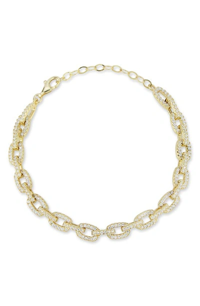 Chloe & Madison Plated Sterling Silver & Cz Link Bracelet In Yellow Gold