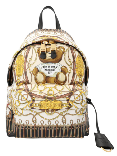 Moschino Teddy Bear Zipped Backpack In Multi
