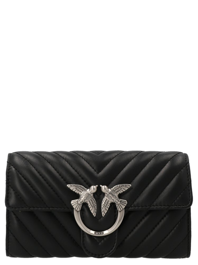 Pinko Love Chain Linked Quilted Shoulder Bag In Black