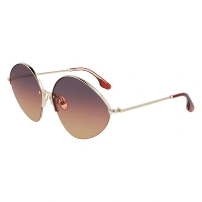 Victoria Beckham Red Honey Oversized Ladies Sunglasses Vb220s 732 64 In Gold Tone,red,yellow