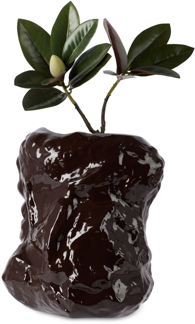 Ferm Living Brown Tuck Vase In Red Brown