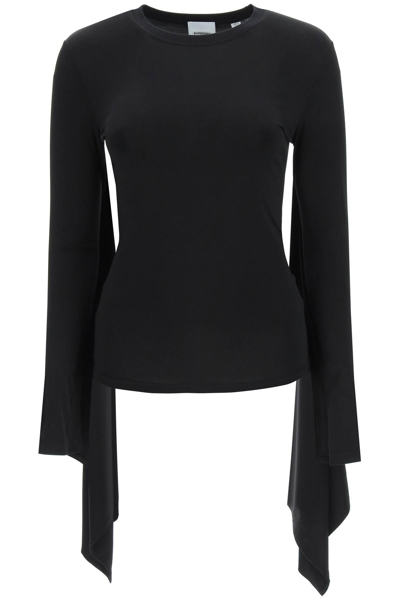 Burberry Draped Stretch-jersey Top In Black